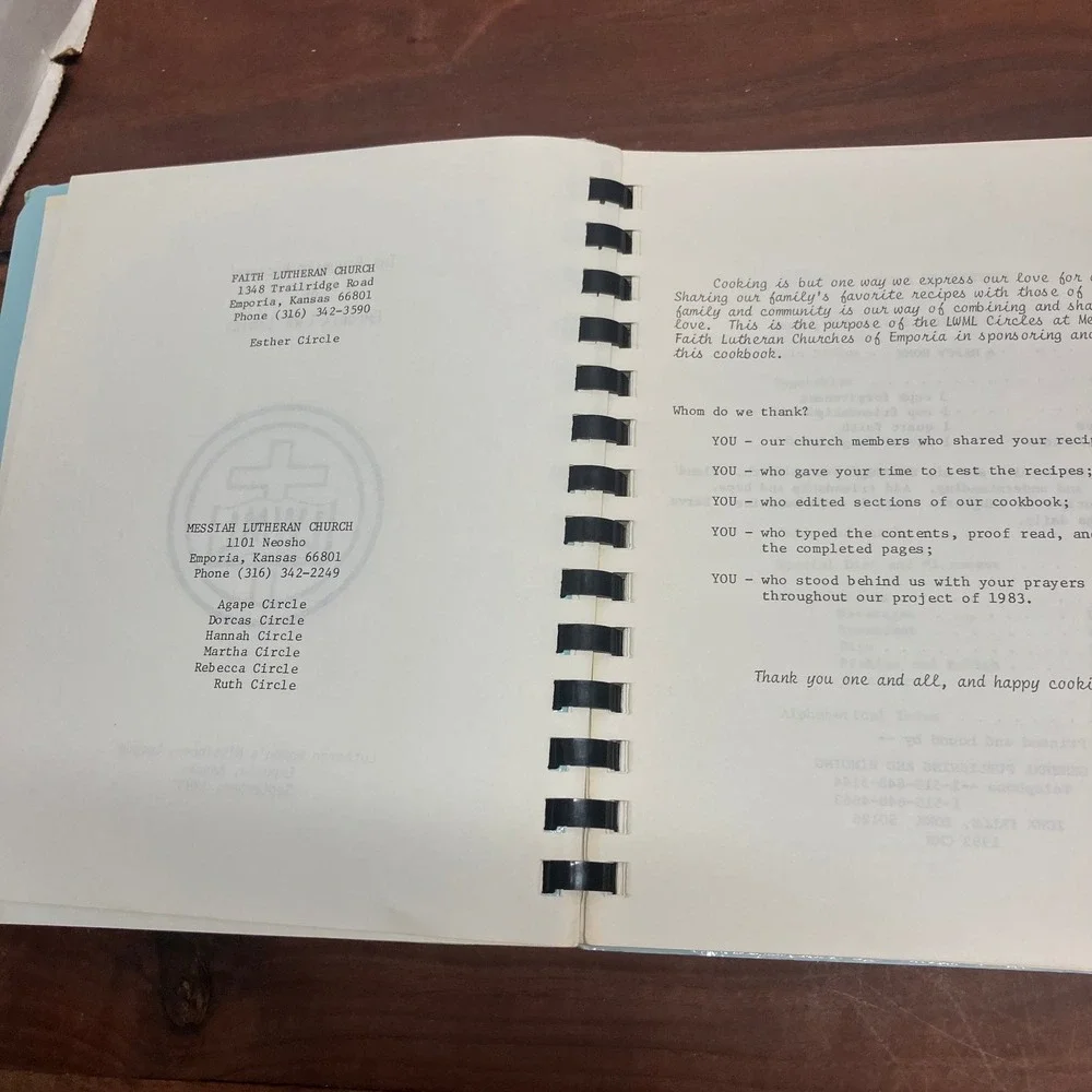 Favorite Recipes of Emporia Kansas LWML Ladies 1983 Lutheran Church Cookbook